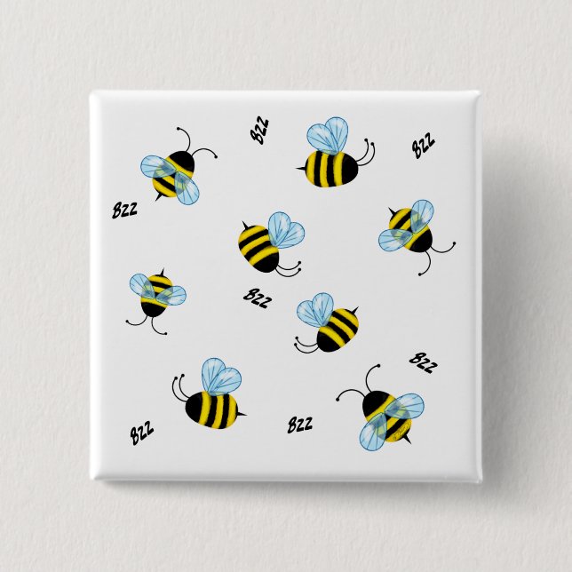 Busy Buzzing Bumble Bees 15 Cm Square Badge (Front)