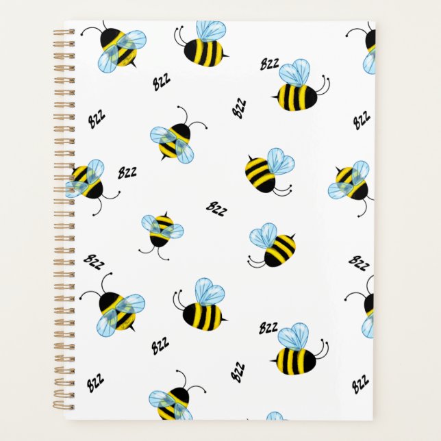Busy Buzzing Bumble Bees Cheerful Flying Bugs Planner (Front)