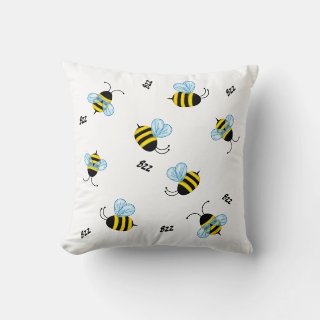 Busy Buzzing Bumble Bees Cushion (Front)