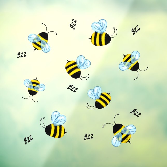 Busy Buzzing Bumble Bees Honeybees Window Decal (Sheet 3)