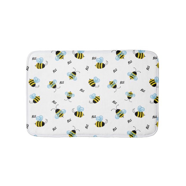 Busy Buzzing Bumblebees Cheerful  Bath Mat (Front)