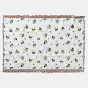 Busy Buzzing Bumblebees Cheerful Throw Blanket