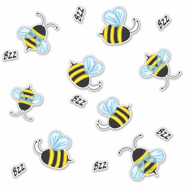 Busy Buzzing Bumblebees Honeybee Decal Stickers (Front)