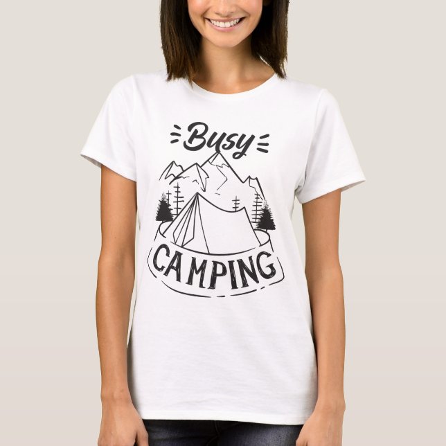 busy camping tent gift T-Shirt (Front)