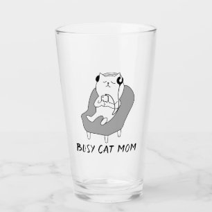 Busy Cat Mum Glass