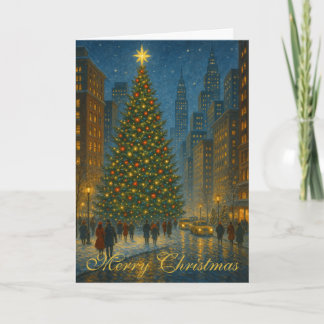 Busy City Christmas Elegant Custom Greeting Card