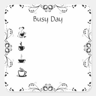 Busy Day Coffee Bullet Square Journal Planner  Square Sticker