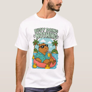 Busy Doing Nothing Funny Capybara Summer Pool De T-Shirt