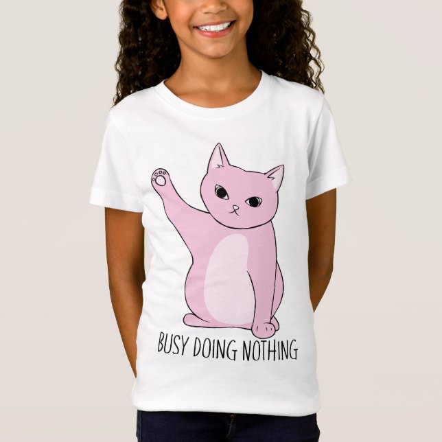Busy doing Nothing funny cat kids T-Shirt (Front)