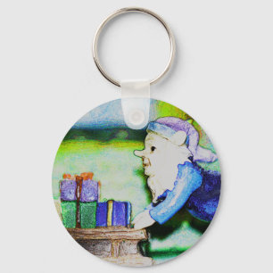 Busy Elf by Shirley Taylor Key Ring
