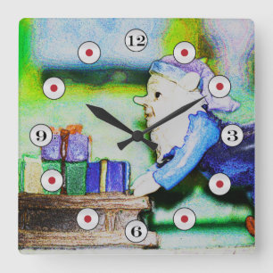 Busy Elf by Shirley Taylor Square Wall Clock