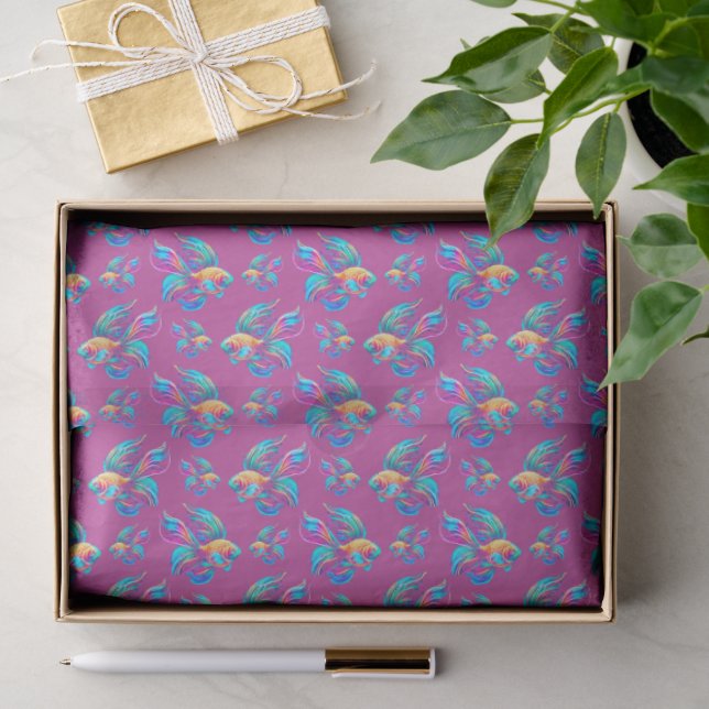 Busy Fishes Pink Tissue Paper (Gift)