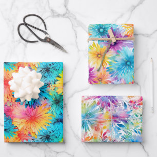 Busy Floral Tie Dye pattern set 1 Wrapping Paper Sheet