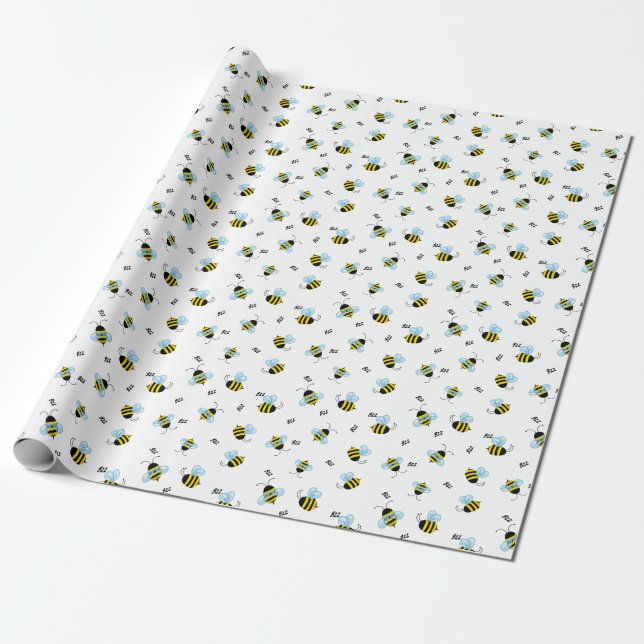 Busy Flying Buzzing Honeybees Wrapping Paper (Unrolled)