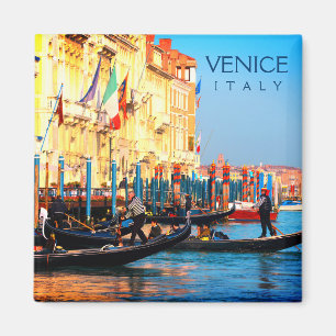 Busy Gondola Station In Venice, Italy Magnet