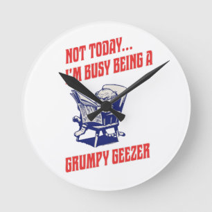Busy Grumpy Geezer Round Clock