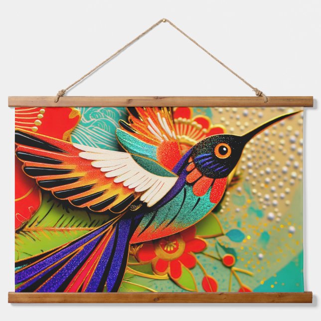 Busy Hummingbird Hanging Tapestry (Front)
