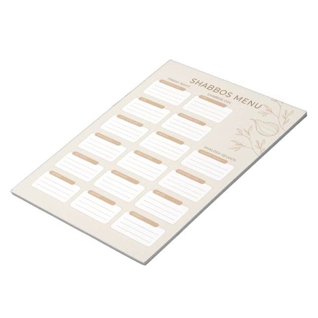 Busy Jewish Mum's Shabbos Menu Planner 2024 Notepad (Angled)
