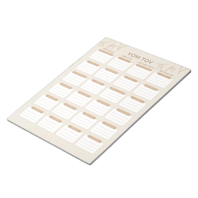 Busy Jewish Mum's Yom Tov Meal Planner Notepad (Angled)