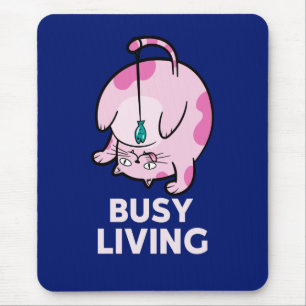 Busy Living Funny Cat Playing Mouse Mat