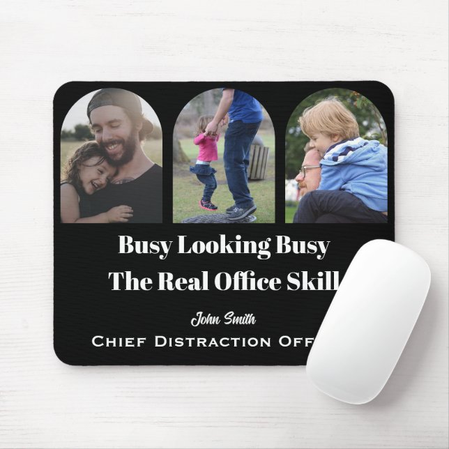 Busy Looking Busy Funny Photo Custom Name Mouse Mat (With Mouse)