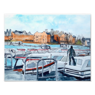 Busy Marina and Waterfront Architecture Photo Print