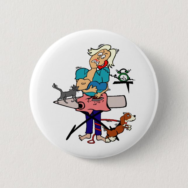 Busy Mom 6 Cm Round Badge (Front)