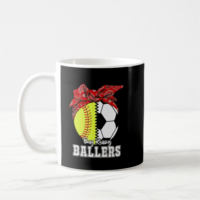 Busy Raising Baller Softball Soccer Mum Mother_s D Coffee Mug (Left)