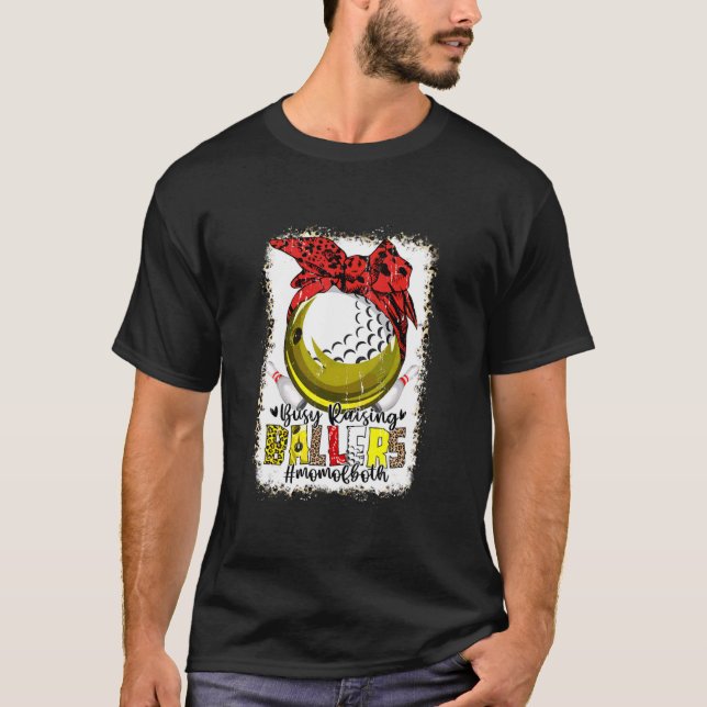 Busy Raising Ballers Baseball Softball Messy Bun M T-Shirt (Front)