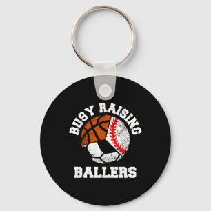 Busy Raising Byllers Funny Bysebyll Soccer Bysketb Key Ring