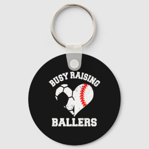 Busy Raising Byllers Soccer Bysebyll Heart Mom Gam Key Ring