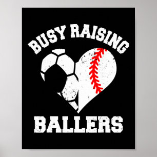 Busy Raising Byllers Soccer Bysebyll Heart Mom Gam Poster