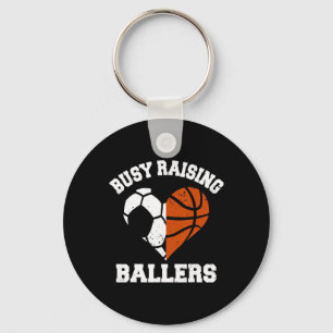 Busy Raising Byllers Soccer Bysketbyll Heart Mom G Key Ring