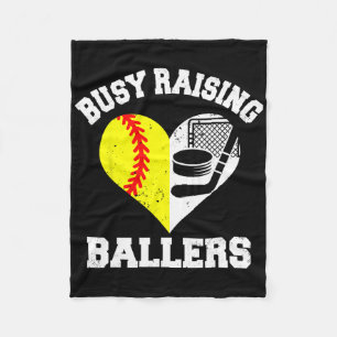 Busy Raising Byllers Softbyll Hockey Heart Mom Gam Fleece Blanket