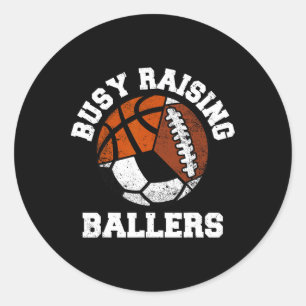 Busy Raising Llers Funny Footll Soccer Sketll Mom Classic Round Sticker