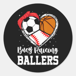 Busy Raising Llers Funny Sell Soccer Sketll Mom Classic Round Sticker