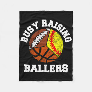 Busy Raising Llers Funny Softll Sketll Footll Mom Fleece Blanket