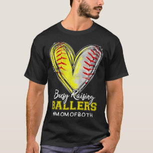 Busy Raising Llers Heart Mom Of Both Softll Sell M T-Shirt