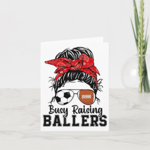 Busy Raising Llers Messy Bun Women's Sketll Soccer Card
