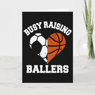 Busy Raising Llers Soccer Sketll Heart Mum Game Da Card