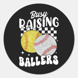 Busy Raising Llers Softll And Sell Sport Mum Mama Classic Round Sticker
