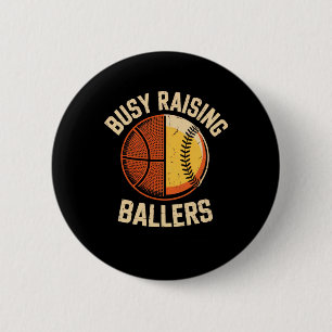 Busy Raising Llers Sports Mom Dad Sketll Softll Te 6 Cm Round Badge