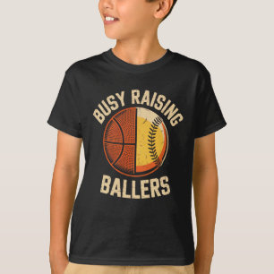 Busy Raising Llers Sports Mom Dad Sketll Softll Te T-Shirt