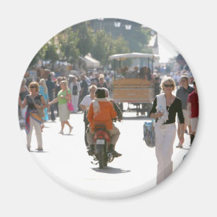 Busy street in Katakolon Greece Magnet