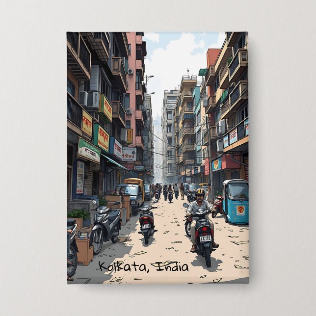 Busy Street of downtown Kolkata, India  (Front)