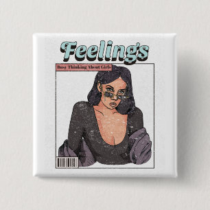 Busy Thinking About Girls 15 Cm Square Badge