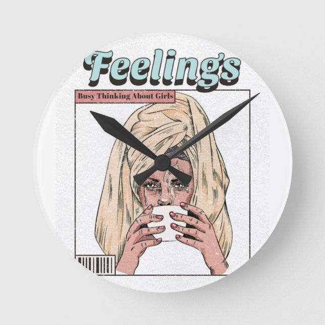 Busy Thinking About Girls Round Clock (Front)