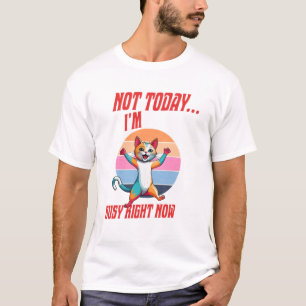 Busy Today Retro Gaming Cat Design T-Shirt