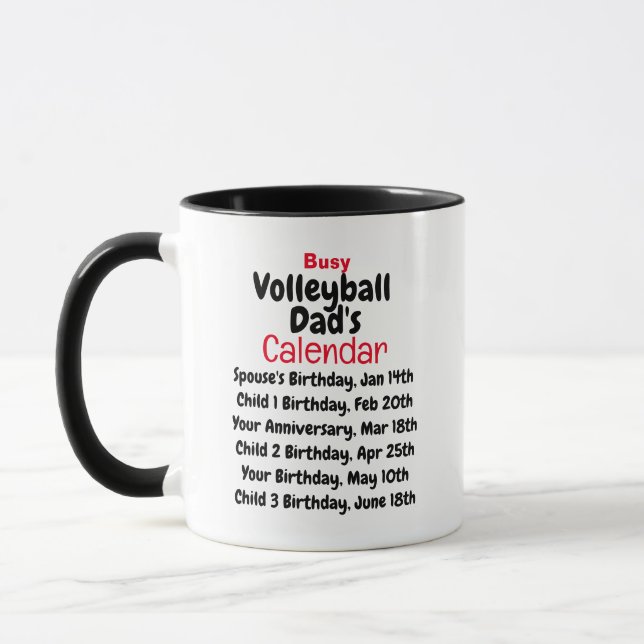Busy Volleyball Dad's Calendar Mug (Left)