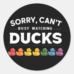 Busy Watching Ducks Rubber Duck Design Classic Round Sticker